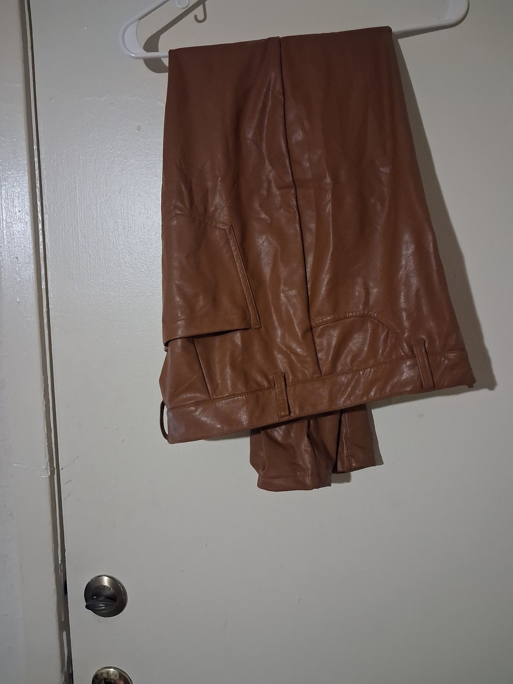 Womend Brown Leather Pants - Classic Casual Style Size 15